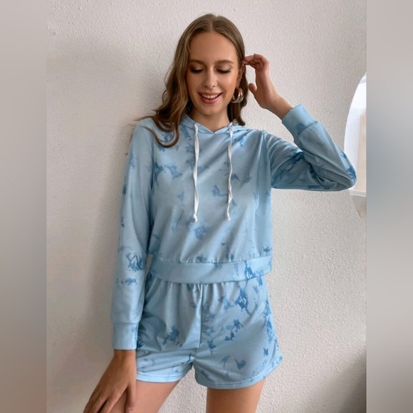 2pc tie dye hoodie & shorts set size 10 - Picture 4 of 8